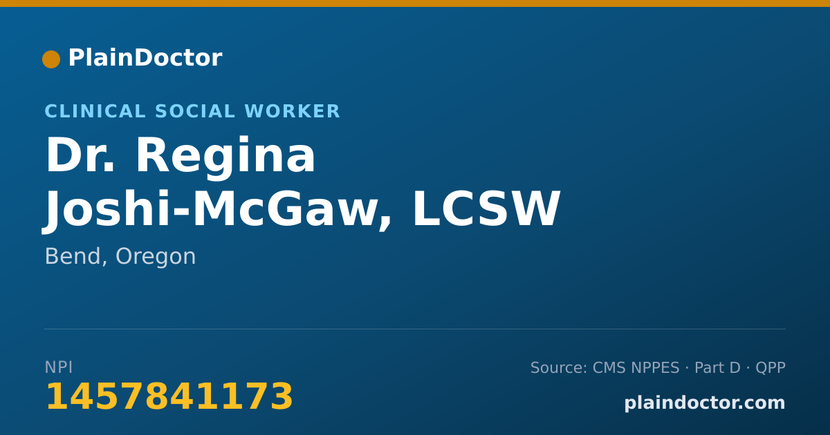 Shareable card for Regina Joshi-McGaw, LCSW - Clinical Social Worker, Bend, OR