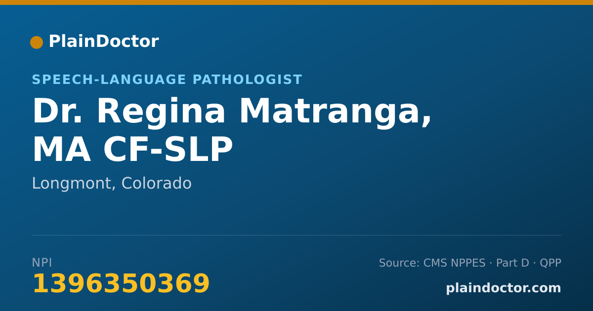 Shareable card for Regina Matranga, MA CF-SLP - Speech-Language Pathologist, Longmont, CO
