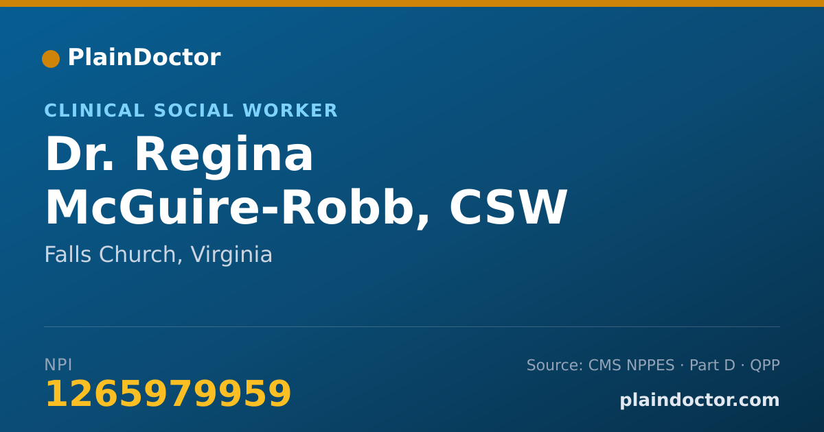 Shareable card for Regina McGuire-Robb, CSW - Clinical Social Worker, Falls Church, VA