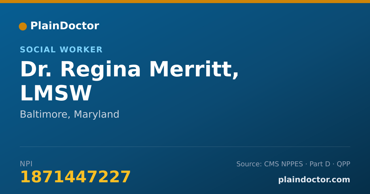 Shareable card for Regina Merritt, LMSW - Social Worker, Baltimore, MD