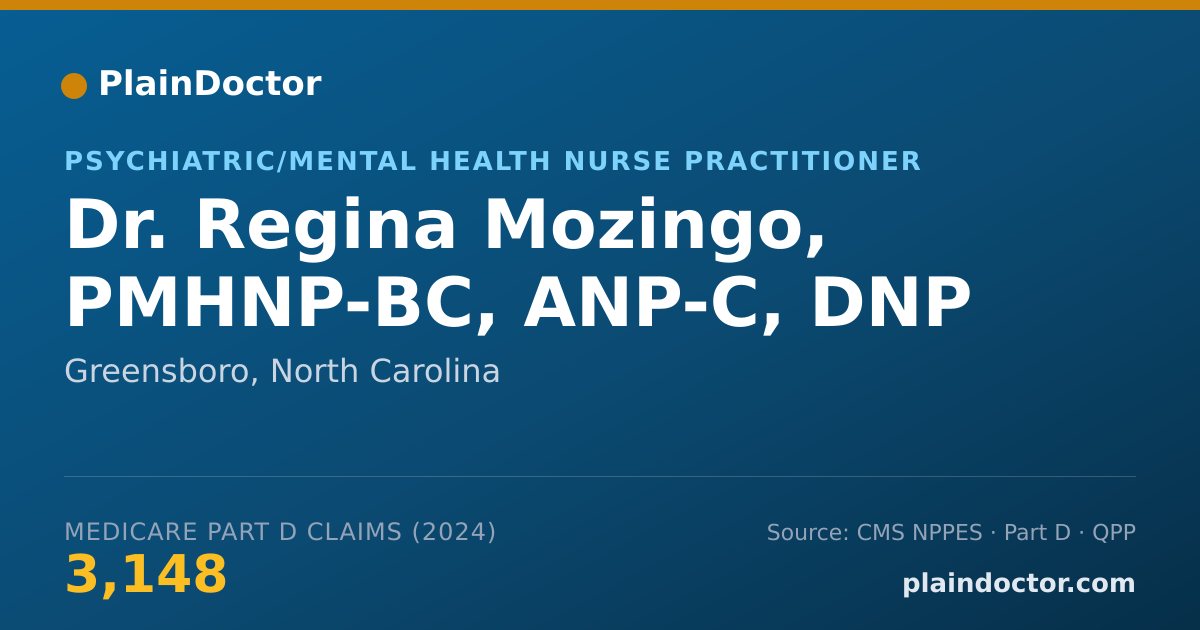 Shareable card for Regina Mozingo, PMHNP-BC, ANP-C, DNP - Adult Health Nurse Practitioner, Greensboro, NC