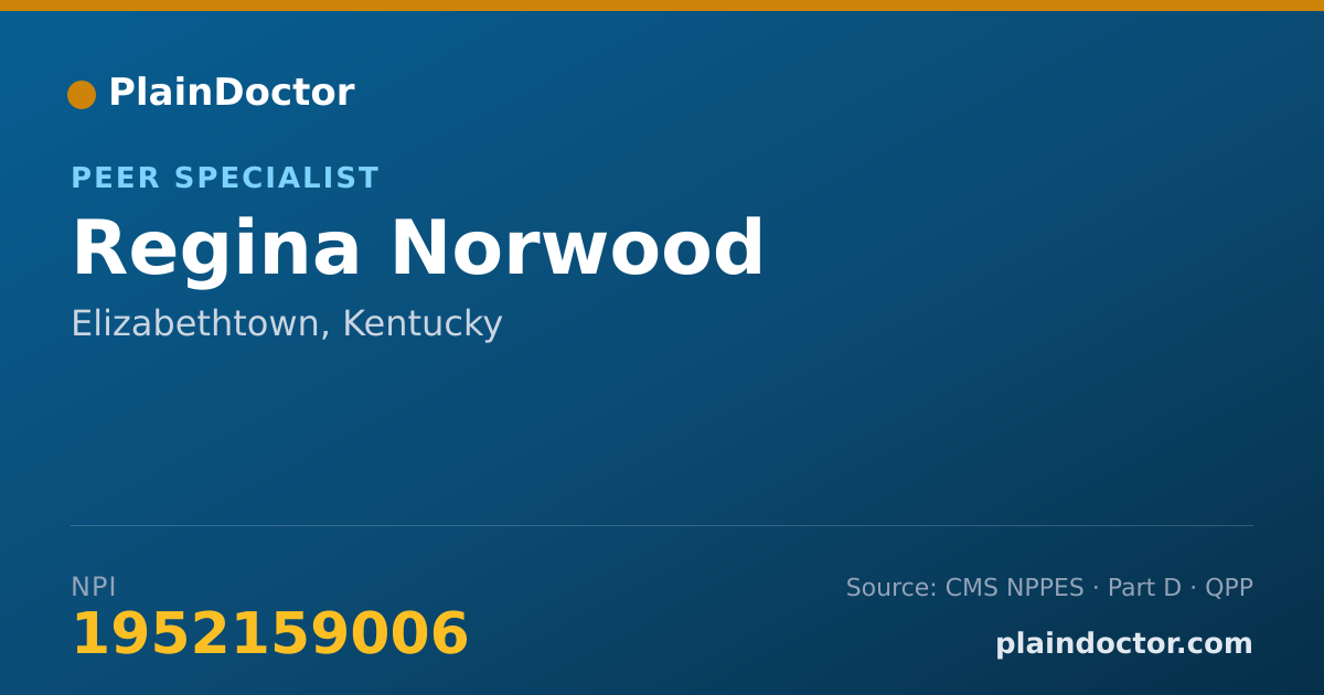 Shareable card for Regina Norwood - Peer Specialist, Elizabethtown, KY