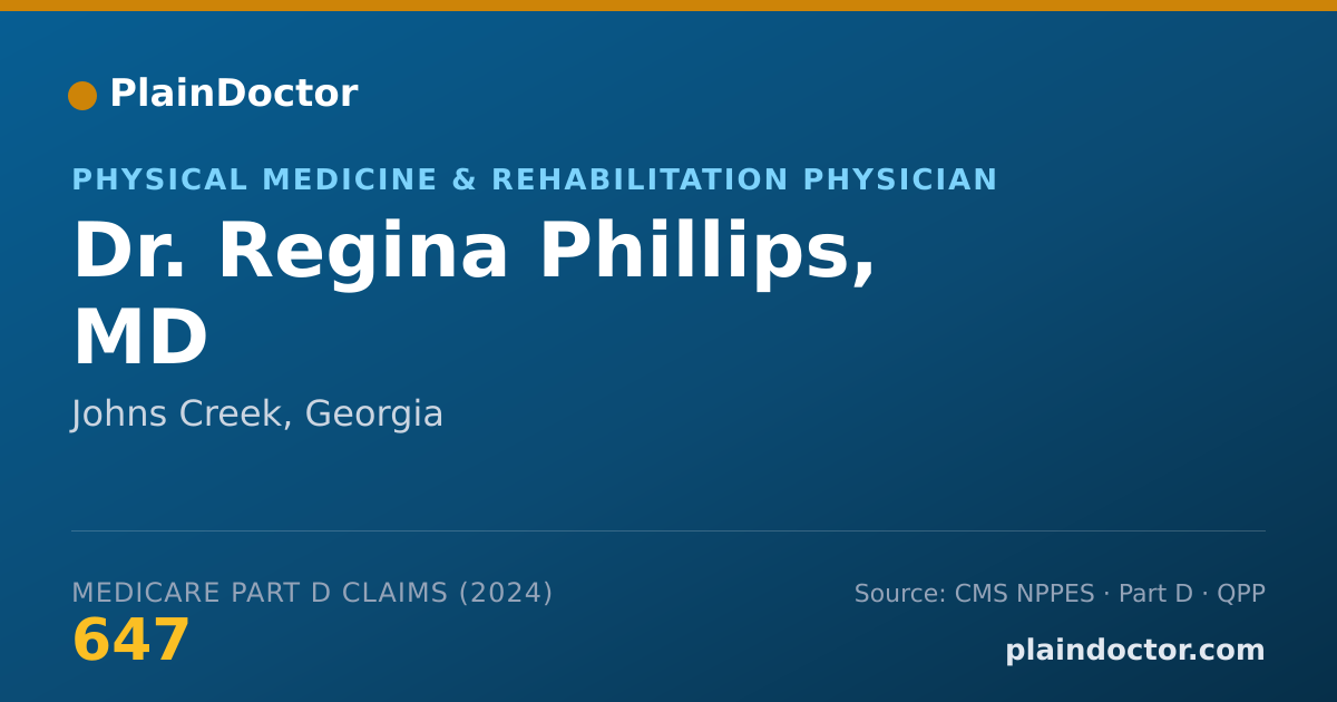 Shareable card for Regina Phillips, MD - Physical Medicine & Rehabilitation Physician, Johns Creek, GA