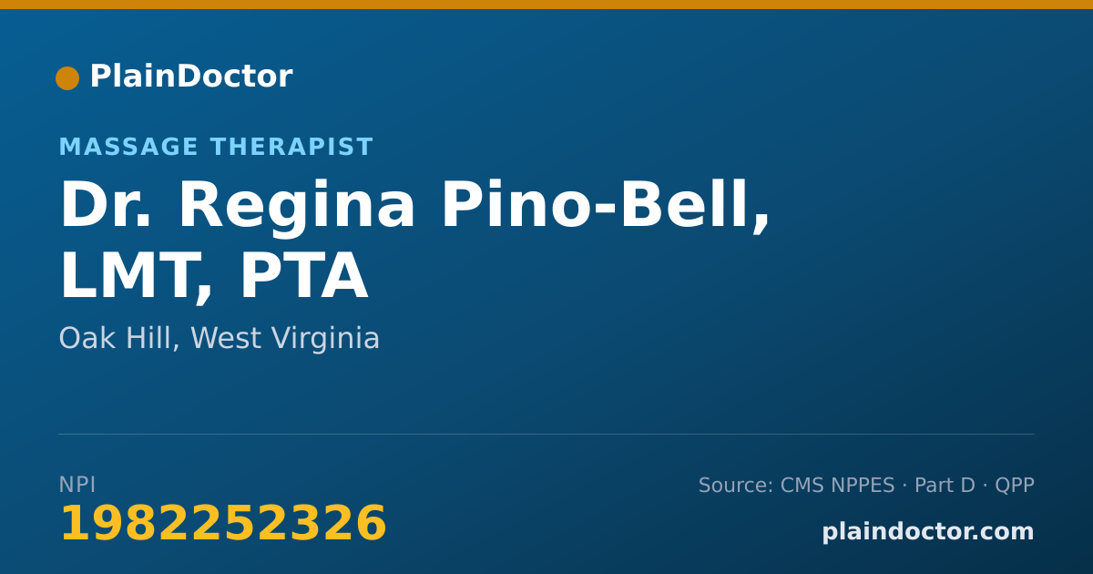 Shareable card for Regina Pino-Bell, LMT, PTA - Massage Therapist, Oak Hill, WV