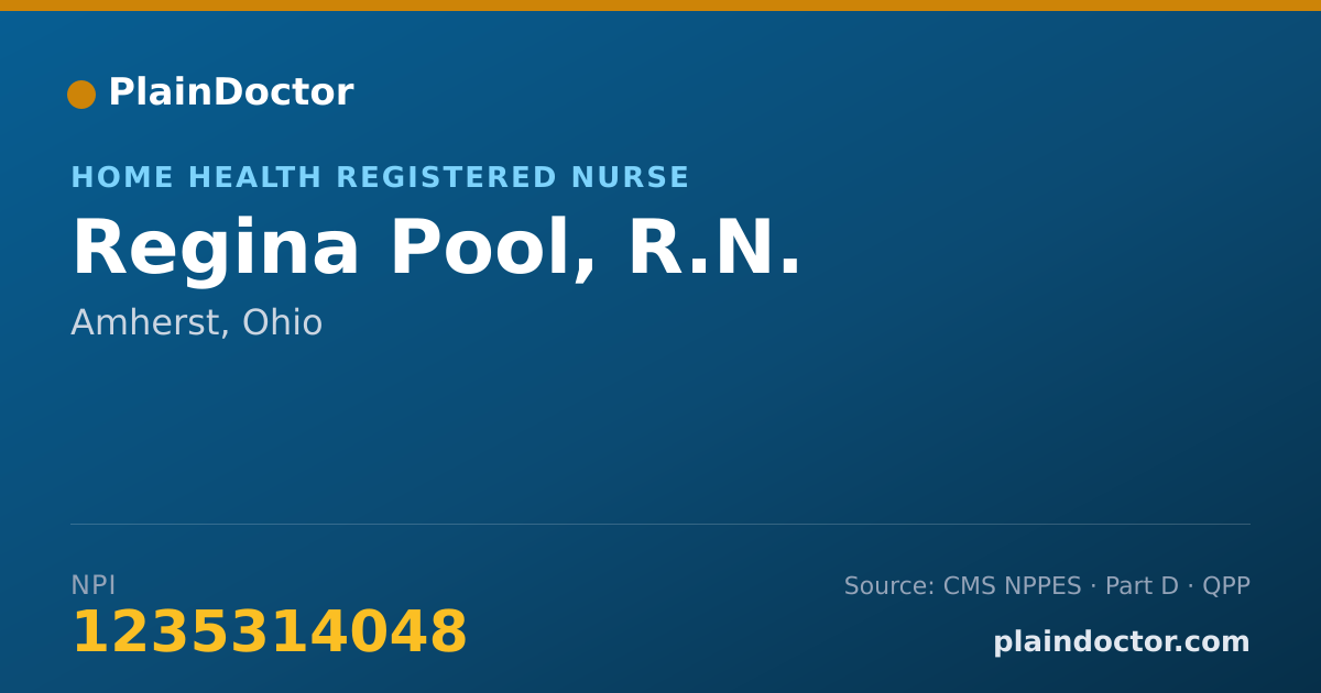 Shareable card for Regina Pool, R.N. - Home Health Registered Nurse, Amherst, OH
