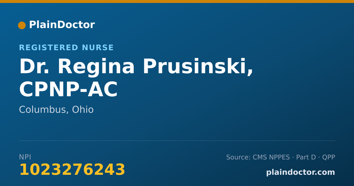 Shareable card for Regina Prusinski, CPNP-AC - Registered Nurse, Columbus, OH