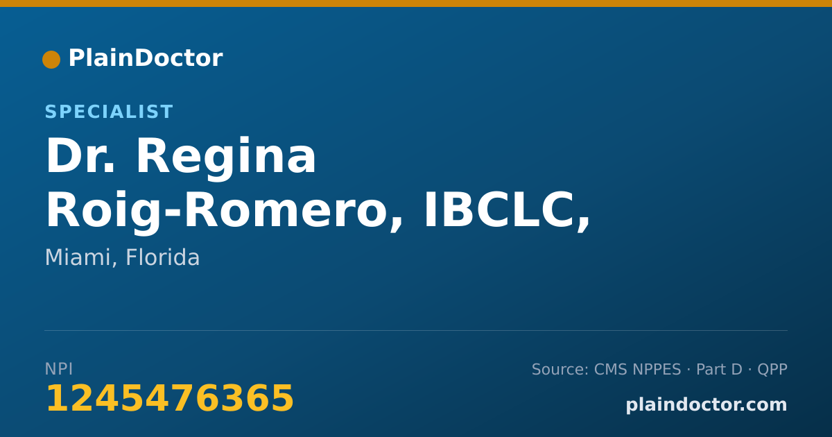Shareable card for Regina Roig-Romero, IBCLC, RLC - Specialist, Miami, FL
