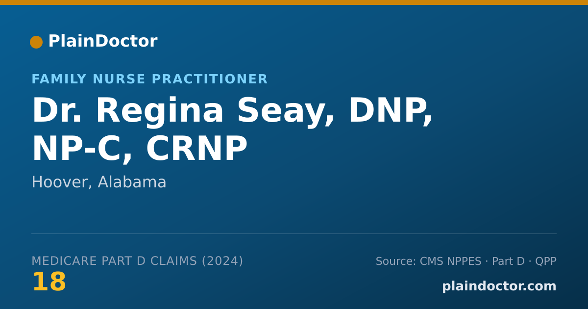 Shareable card for Regina Seay, DNP, NP-C, CRNP - Family Nurse Practitioner, Hoover, AL