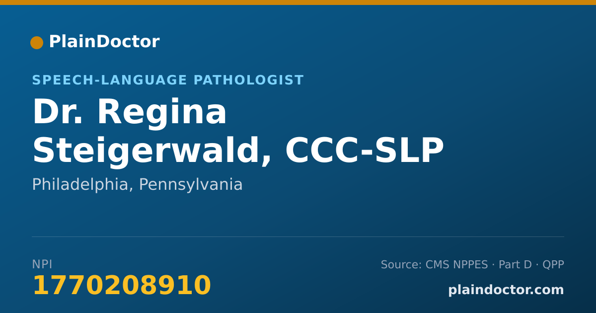 Shareable card for Regina Steigerwald, CCC-SLP - Speech-Language Pathologist, Philadelphia, PA