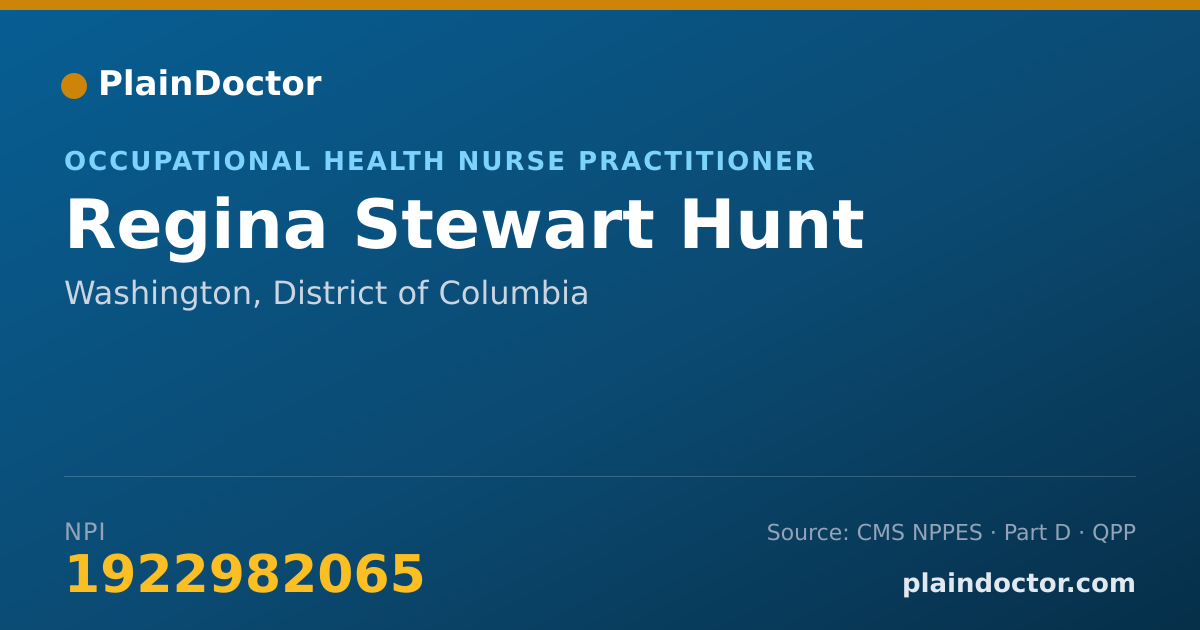 Shareable card for Regina Stewart Hunt - Occupational Health Nurse Practitioner, Washington, DC