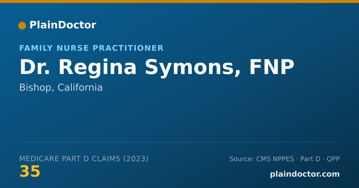 Shareable card for Regina Symons, FNP - Family Nurse Practitioner, Bishop, CA