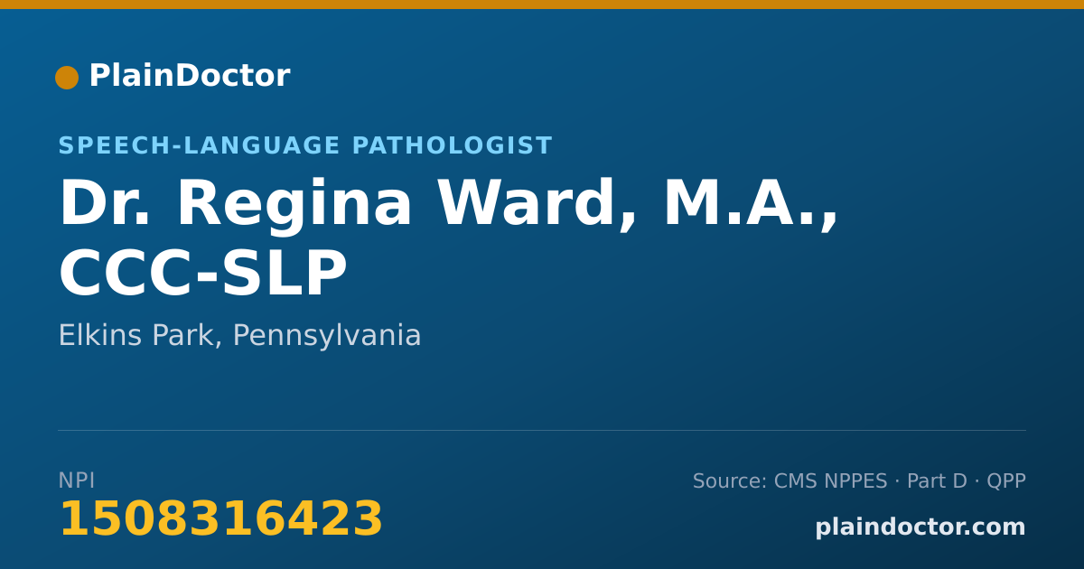 Shareable card for Regina Ward, M.A., CCC-SLP - Speech-Language Pathologist, Elkins Park, PA