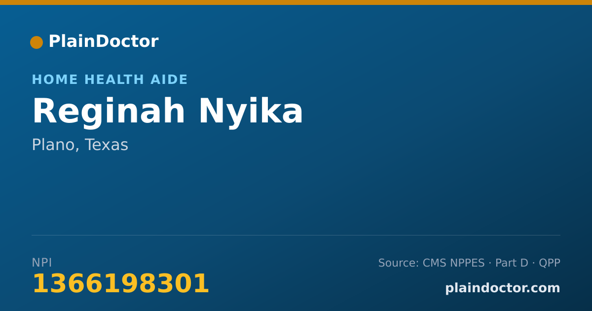 Shareable card for Reginah Nyika - Home Health Aide, Plano, TX