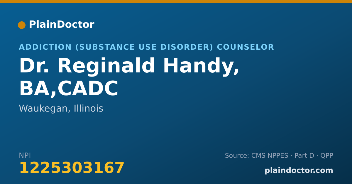 Shareable card for Reginald Handy, BA,CADC - Addiction (Substance Use Disorder) Counselor, Waukegan, IL