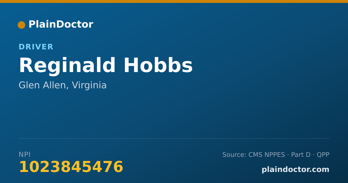 Shareable card for Reginald Hobbs - Driver, Glen Allen, VA