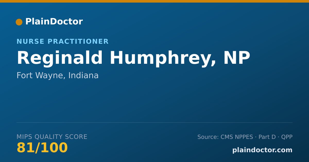 Shareable card for Reginald Humphrey, NP - Family Nurse Practitioner, Fort Wayne, IN