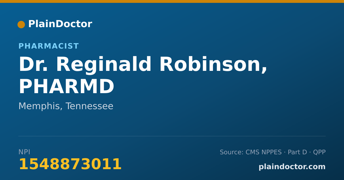 Shareable card for Reginald Robinson, PHARMD - Pharmacist, Memphis, TN