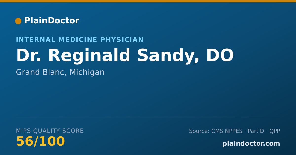 Shareable card for Reginald Sandy, DO - Internal Medicine Physician, Grand Blanc, MI