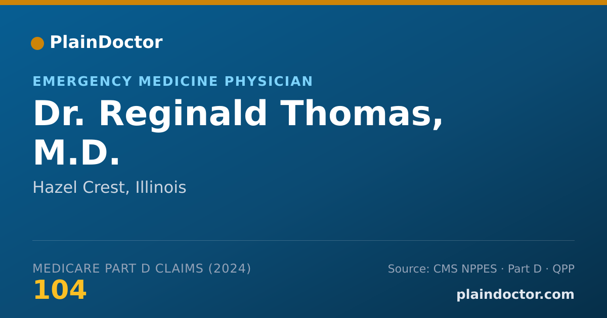 Shareable card for Reginald Thomas, M.D. - Emergency Medicine Physician, Hazel Crest, IL