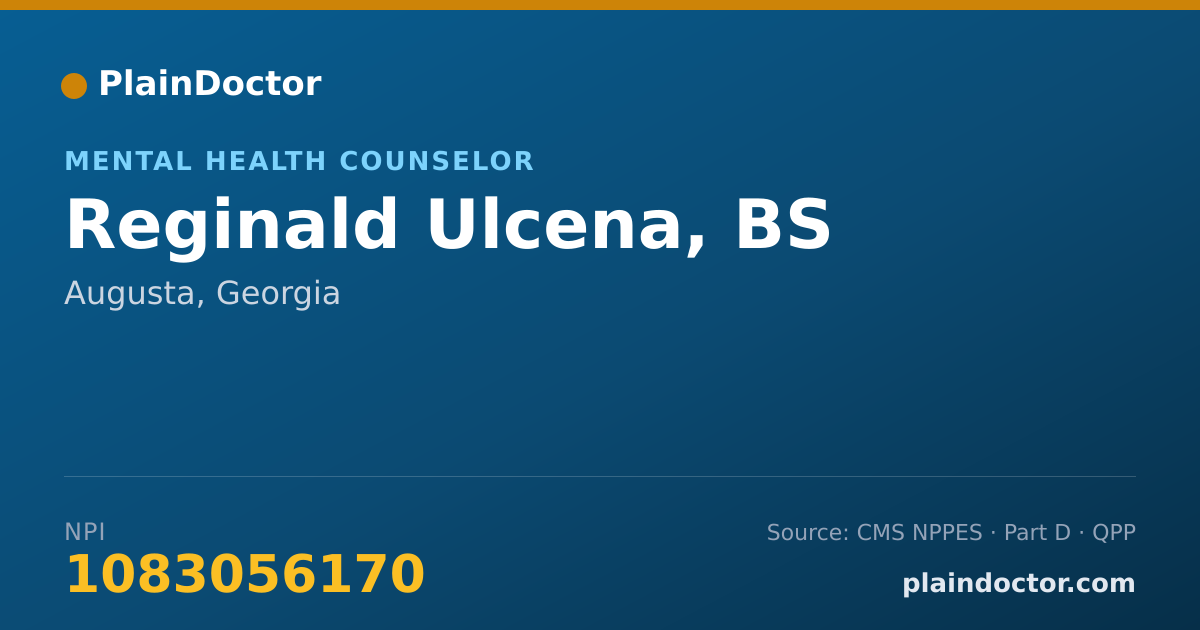 Shareable card for Reginald Ulcena, BS - Mental Health Counselor, Augusta, GA