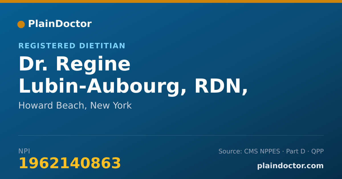 Shareable card for Regine Lubin-Aubourg, RDN, CDN - Registered Dietitian, Howard Beach, NY