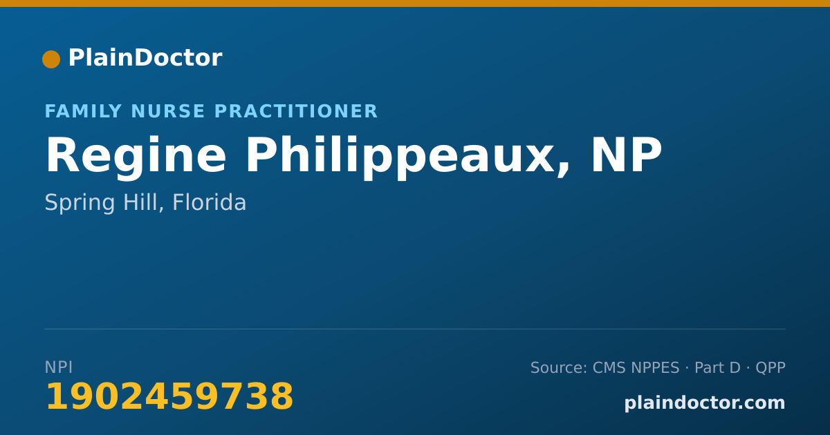 Shareable card for Regine Philippeaux, NP - Family Nurse Practitioner, Spring Hill, FL