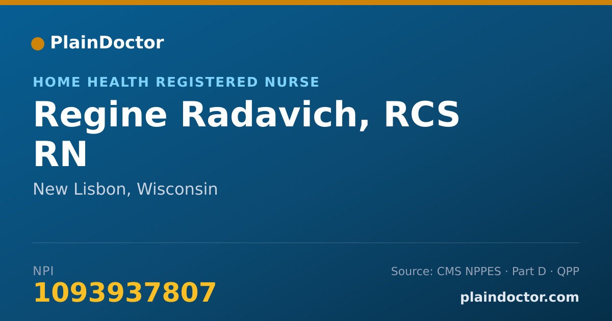Shareable card for Regine Radavich, RCS RN - Home Health Registered Nurse, New Lisbon, WI