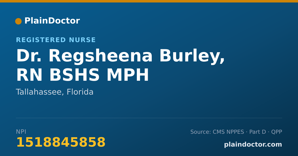Shareable card for Regsheena Burley, RN BSHS MPH - Registered Nurse, Tallahassee, FL