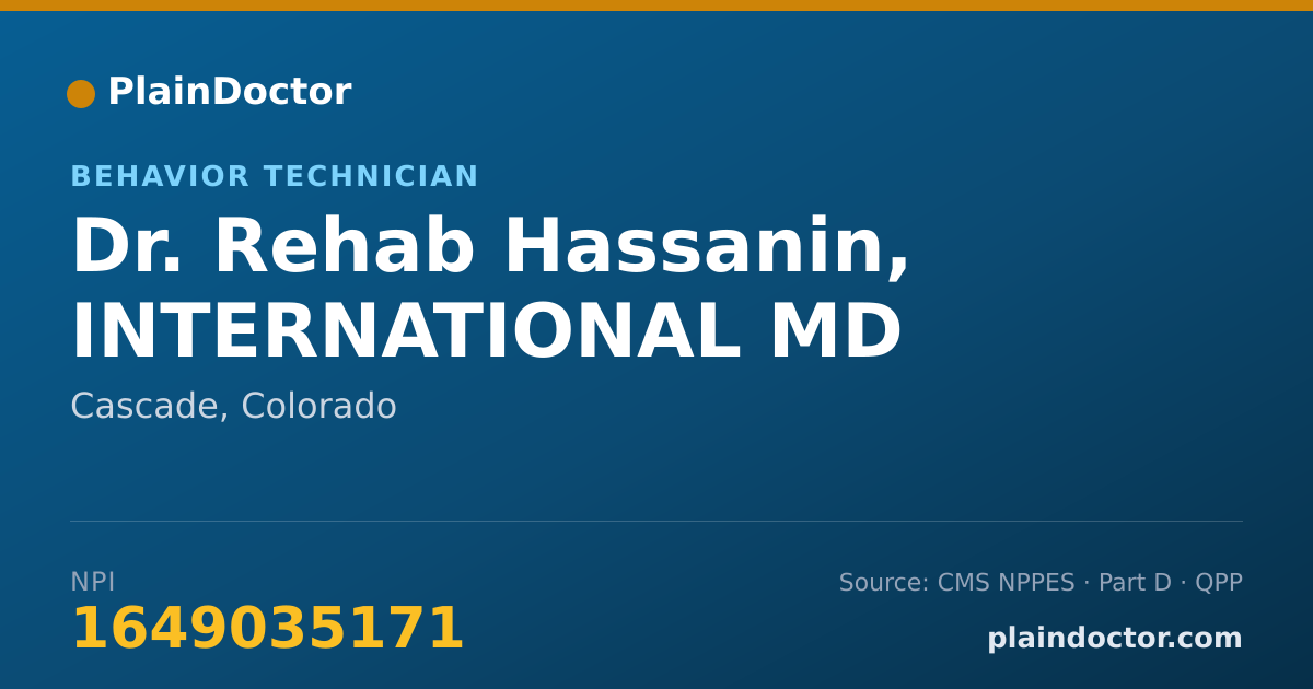 Shareable card for Rehab Hassanin, INTERNATIONAL MD - Behavior Technician, Cascade, CO