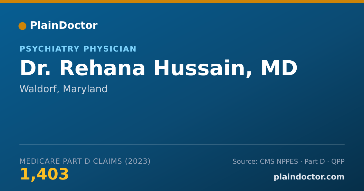 Shareable card for Rehana Hussain, MD - Psychiatry Physician, Waldorf, MD