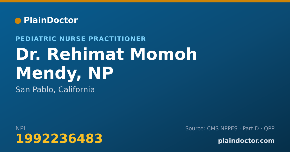 Shareable card for Rehimat Momoh Mendy, NP - Pediatric Nurse Practitioner, San Pablo, CA