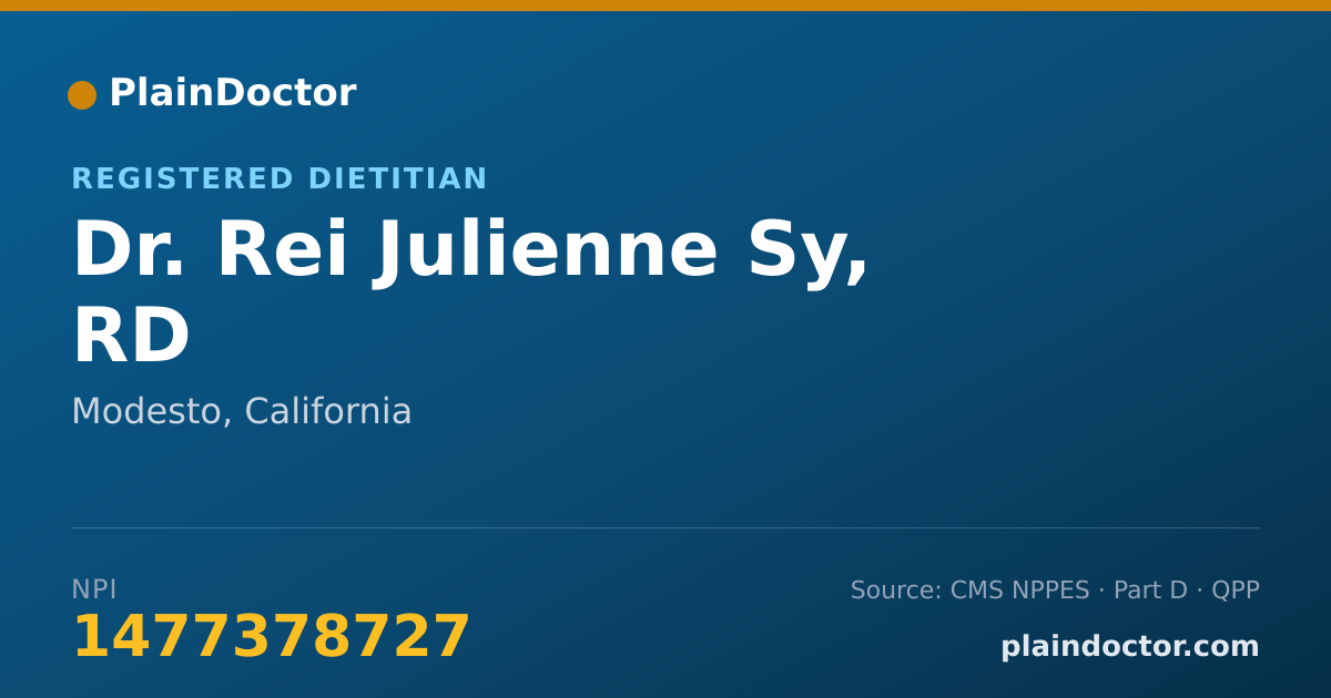 Shareable card for Rei Julienne Sy, RD - Registered Dietitian, Modesto, CA