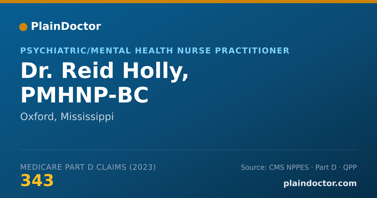 Shareable card for Reid Holly, PMHNP-BC - Psychiatric/Mental Health Nurse Practitioner, Oxford, MS