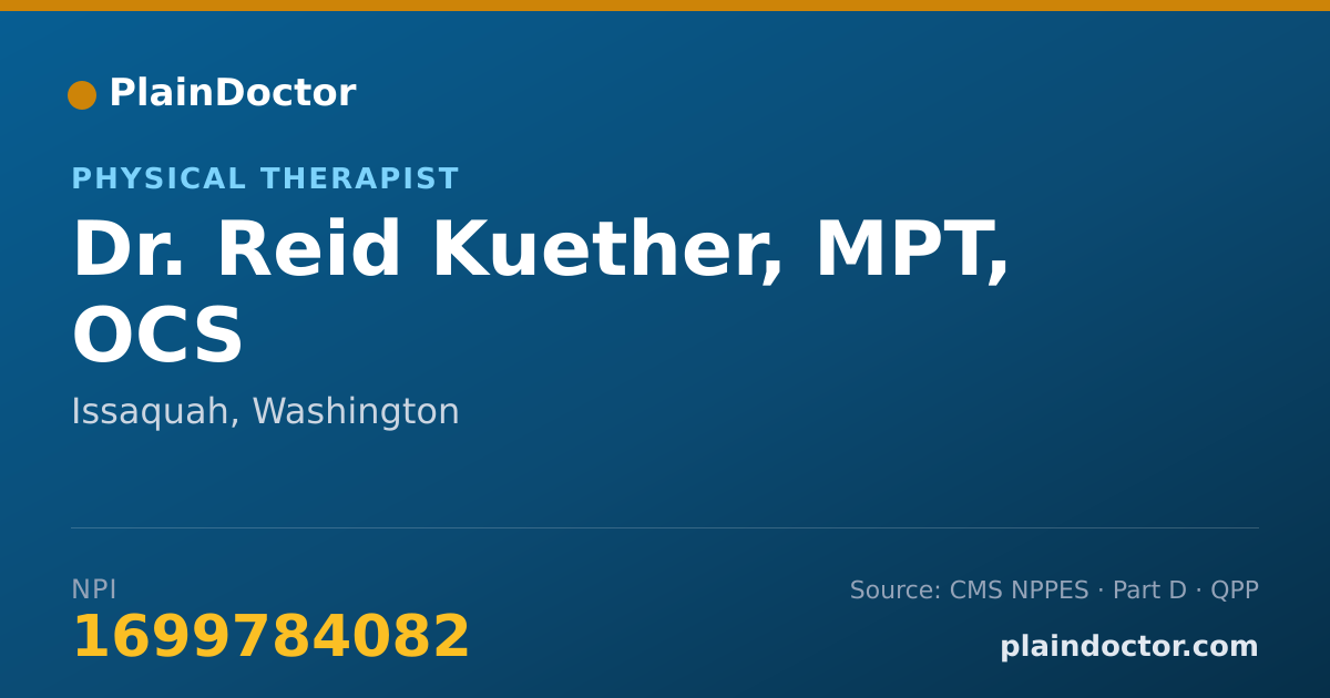Shareable card for Reid Kuether, MPT, OCS - Physical Therapist, Issaquah, WA