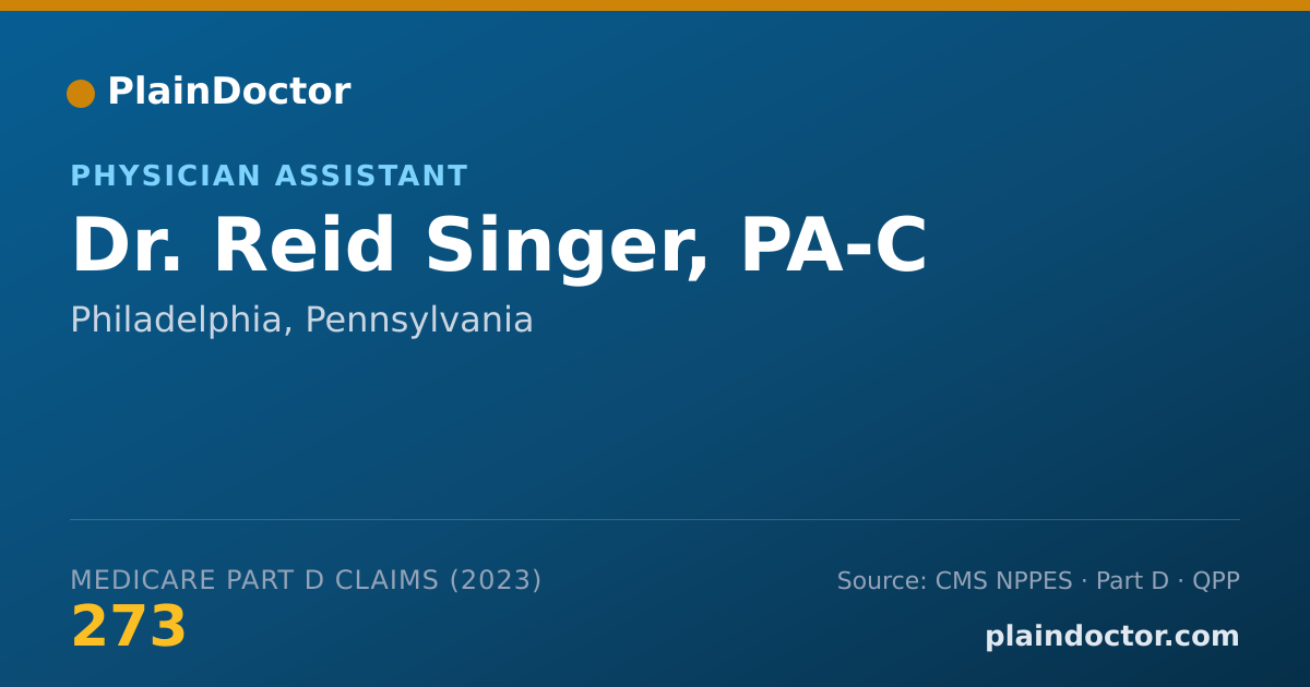 Shareable card for Reid Singer, PA-C - Physician Assistant, Philadelphia, PA