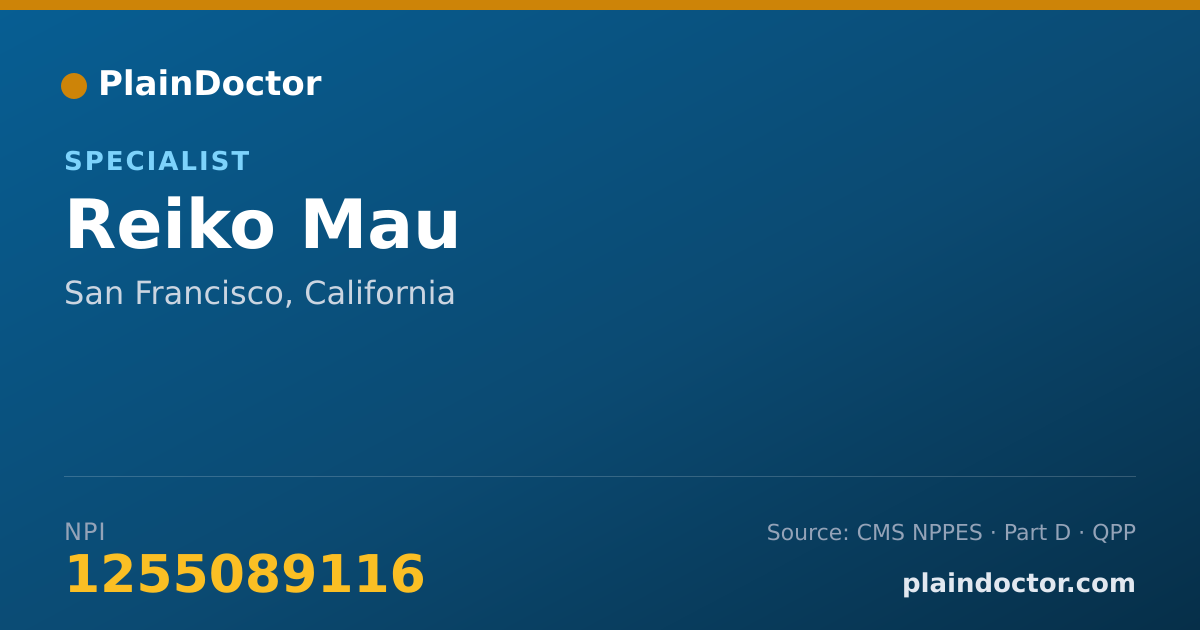 Shareable card for Reiko Mau - Specialist, San Francisco, CA