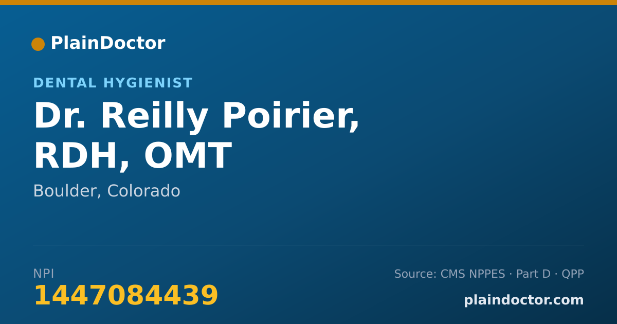 Shareable card for Reilly Poirier, RDH, OMT - Dental Hygienist, Boulder, CO
