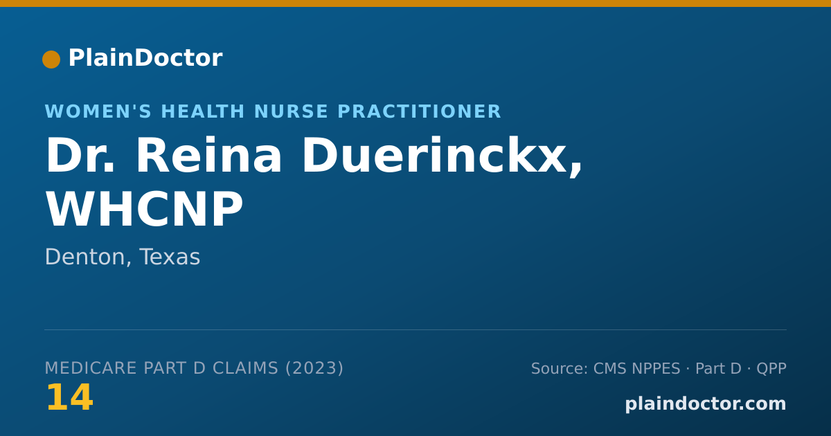 Shareable card for Reina Duerinckx, WHCNP - Women's Health Nurse Practitioner, Denton, TX