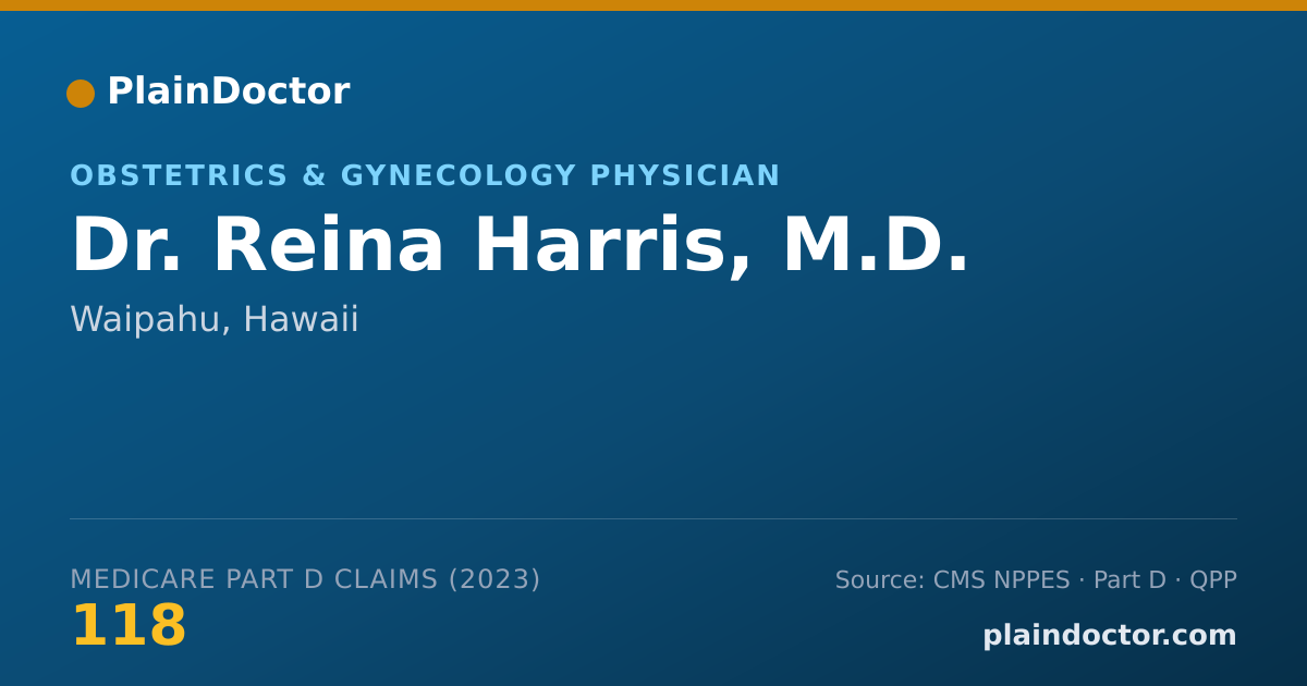 Shareable card for Reina Harris, M.D. - Obstetrics & Gynecology Physician, Waipahu, HI
