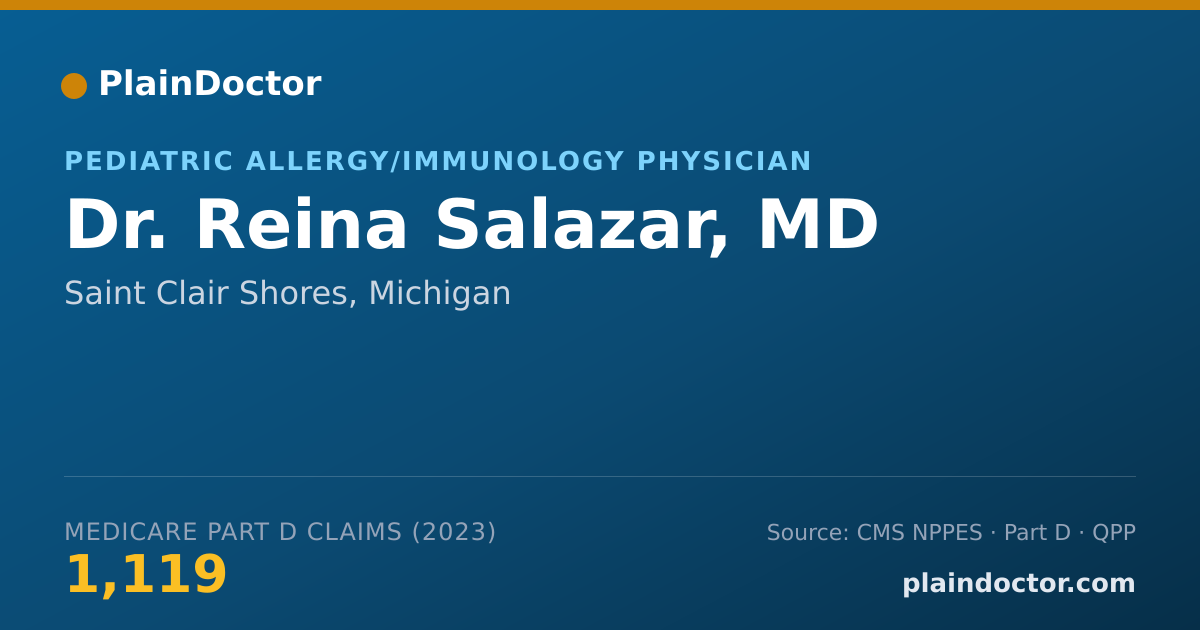 Shareable card for Reina Salazar, MD - Pediatric Allergy/Immunology Physician, Saint Clair Shores, MI