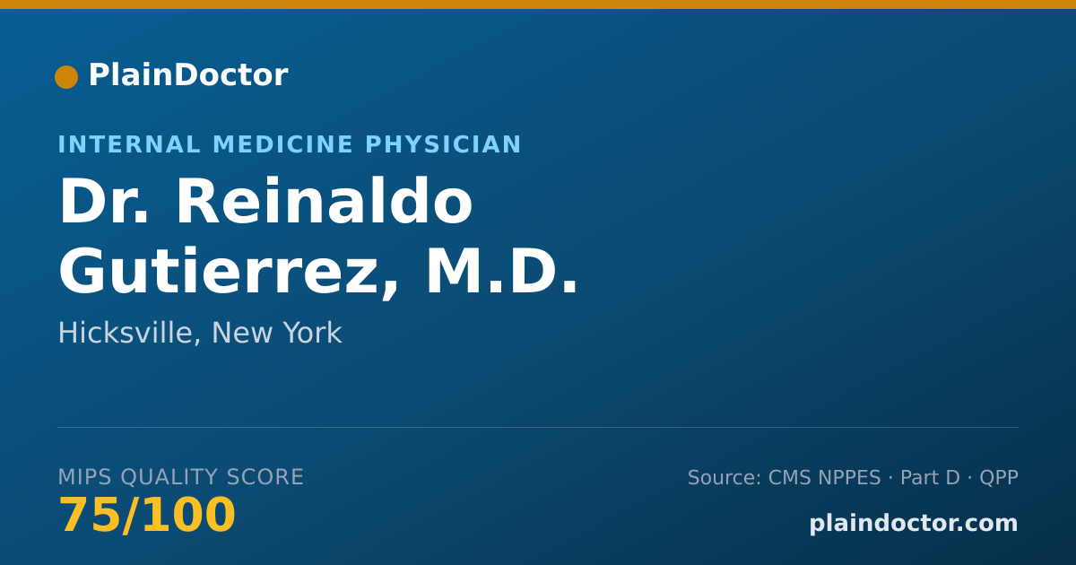 Shareable card for Reinaldo Gutierrez, M.D. - Internal Medicine Physician, Hicksville, NY