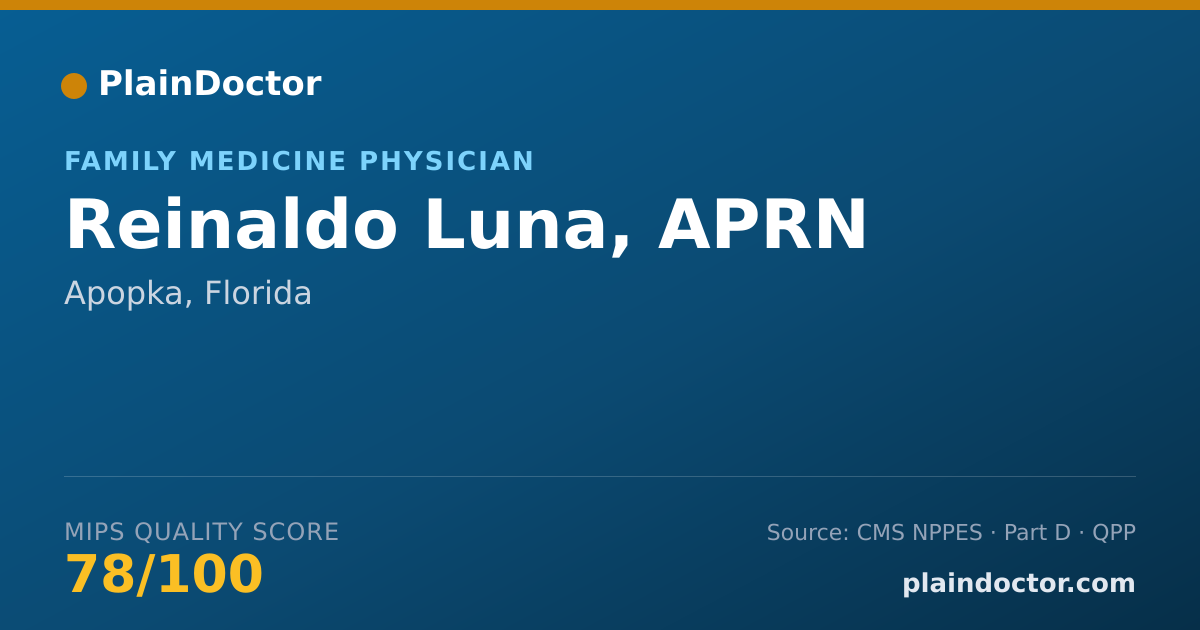 Shareable card for Reinaldo Luna, APRN - Nurse Practitioner, Apopka, FL