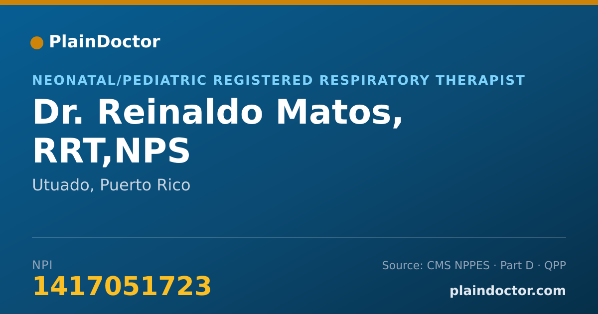 Shareable card for Reinaldo Matos, RRT,NPS - Neonatal/Pediatric Registered Respiratory Therapist, Utuado, PR