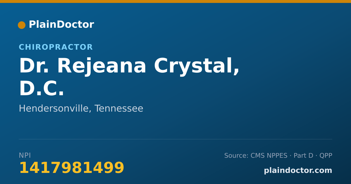 Shareable card for Rejeana Crystal, D.C. - Chiropractor, Hendersonville, TN