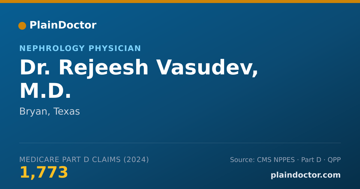 Shareable card for Rejeesh Vasudev, M.D. - Nephrology Physician, Bryan, TX