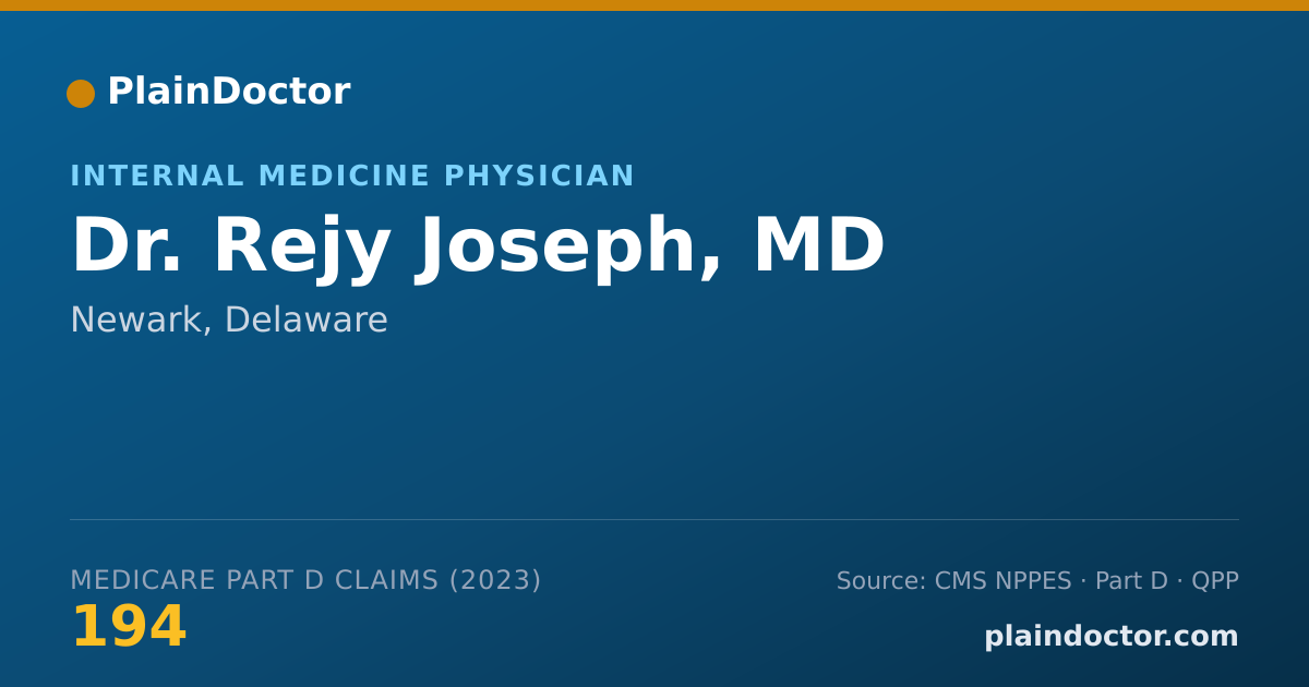 Shareable card for Rejy Joseph, MD - Internal Medicine Physician, Newark, DE
