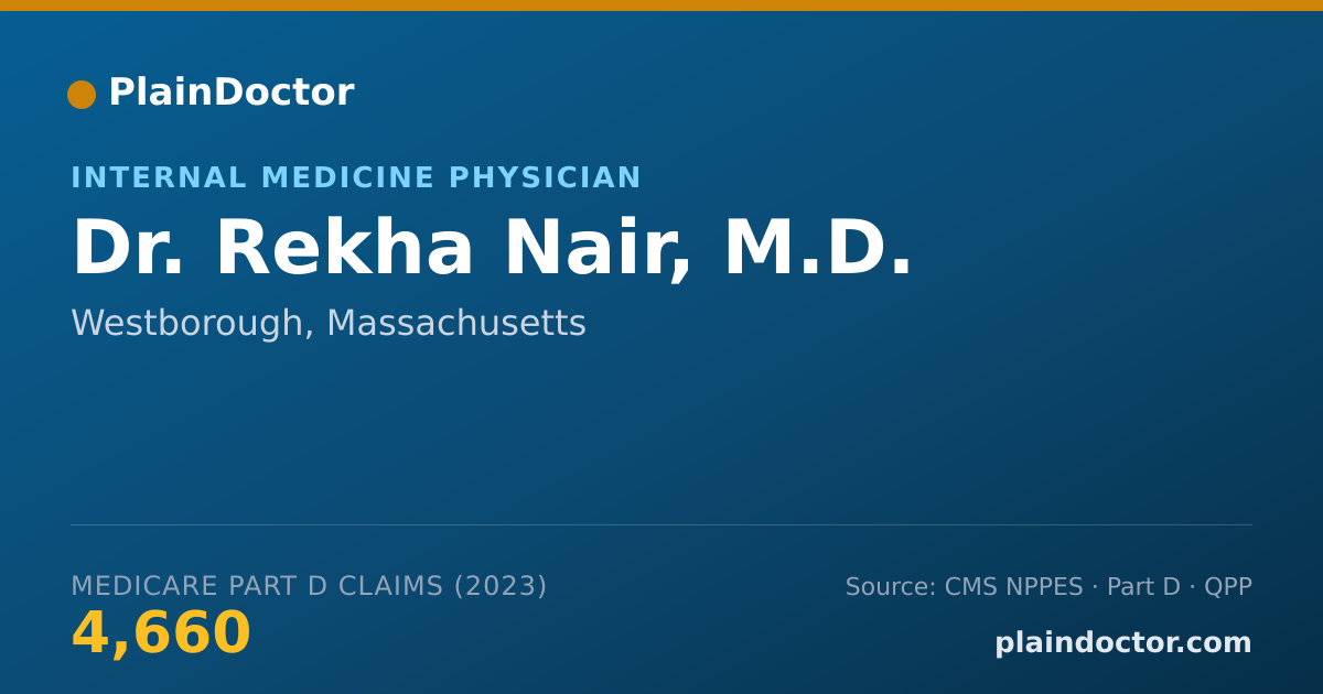 Shareable card for Rekha Nair, M.D. - Internal Medicine Physician, Westborough, MA