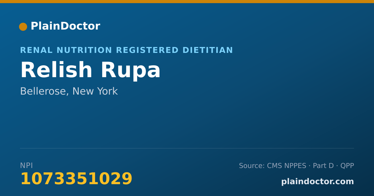 Shareable card for Relish Rupa - Renal Nutrition Registered Dietitian, Bellerose, NY