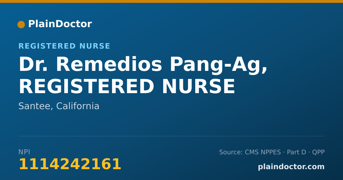 Shareable card for Remedios Pang-Ag, REGISTERED NURSE - Registered Nurse, Santee, CA