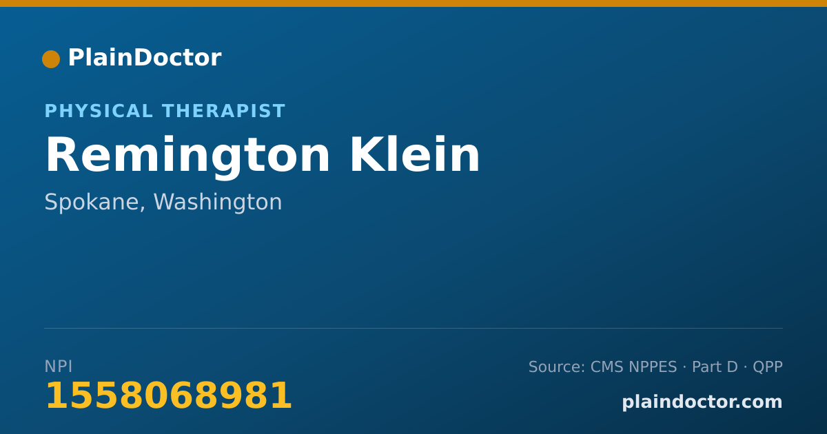 Shareable card for Remington Klein - Physical Therapist, Spokane, WA